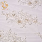 Handmade Beaded White Lace Fabrics Water Soluble 80% Nylon