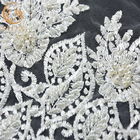 Craft White Lace Fabrics Tulle Beaded 91.44cm Length Customized Latest Lace Material