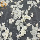 Tulle 3D White Flower Lace 80% Nylon Embroidery For Wedding