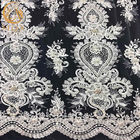 1 Yard 20％ Polyester White Lace Fabrics Luxury Beaded Embroidered Lace For Dress