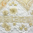 Free Sample Gold Sequin Lace Fabric Beautiful Embroidered Eco Friendly