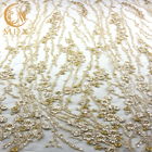 Gold 140cm Width Machine Embroidery Lace Customized Lace Fabric For Dresses
