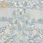 Soft Touching Sparkly Lace Fabric Embroidery Mesh 135cm Width For Dressmaking