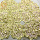 Romantic Custom Made Embroidered Mesh Lace Fabric Polyester 140cm Width