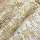 Delicate MDX Gold Color Embroidery Lace Fabric Mesh Sequins For Gown Dress