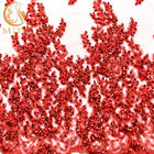 1 Yard Glitter Lace Fabric / Red Sequin Lace Decoration For Party Dress