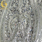 Luxury White Sequin Glitter Lace Fabric Handmade Embroidered