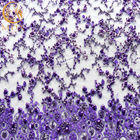 Sparkling Glitter Purple Embroidered Lace Fabric Luxury Pearls For Evening Dress
