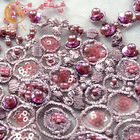 ODM Fuchsia Lace Fabric Embroidered 80% Nylon With Glitter Decoration
