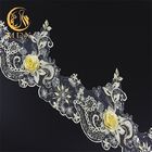 Decorative Polyester 3D Flower Lace Trim 25cm Width Handmade knitted Lace Edging
