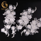 25cm Width Fashion Lace Trim Polyester 3D Embroidered Flower Trim For Wedding