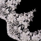 3D Flowers White Clothing Lace Trim Handmade 25cm Width Luxury Lace Trim