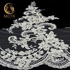 Free Sample MDX Beaded Lace Trim Fabric Embroidered For Garment