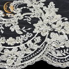 Free Sample MDX Beaded Lace Trim Fabric Embroidered For Garment