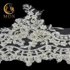 Edging White Beaded Lace Trim Hand Sewing 91.44 cm With Rhinestones
