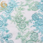 MDX Mint Green Pattern Lace Fabric 91.44 Cm Length Tulle Beaded Embroidered