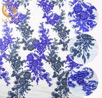 Royal Blue Beaded Lace Fabric 80% Nylon Water Soluble 140cm Width  For Kids Dress