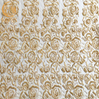 Gold Tulle Embroidered Beaded Heavy Handmade Lace Fabric For Dresses