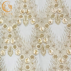 20% Polyester Material 3D Flower Lace Fabric With Beads