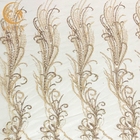 Customized Gold Heavy Beaded Embroidery Lace Fabrics By The Handmade