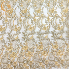 20% Nylon 3D Applique Heavy Beaded Lace Fabric With Floral Pattern