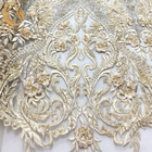 3D Wedding Dress Embroidery Fabric Beaded Lace Fancy Floral Pattern