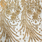 Luxury Gold Heavy Beaded Shiny Lace Fabric For Women Party Dresses
