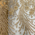 Luxury Gold Heavy Beaded Shiny Lace Fabric For Women Party Dresses