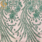 ODM Elegant Green Beaded Dress Bridal Lace Fabric 140Cm Width