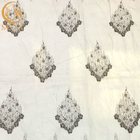 Grey Beaded Decoration Handmade Lace Fabric For Evening Dress