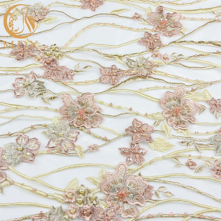 French 3D Applique Lace Fabric Decoration Embroidered Lace Material
