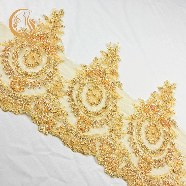 Bridal Decoration Beading Lace Trim Heavy Handmade Colorful Embroidery