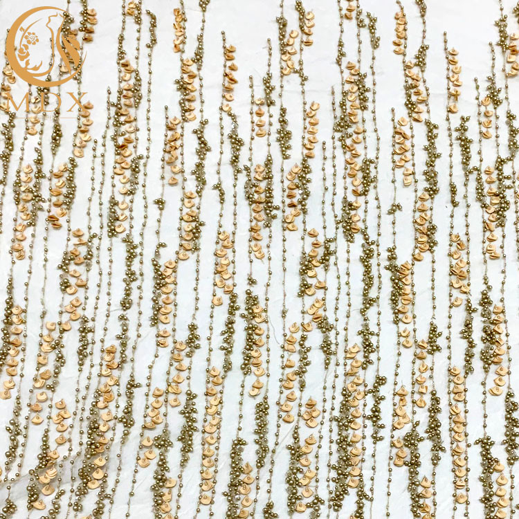 Nylon Material Gold 3D Flower Lace Fabric 135Cm Width